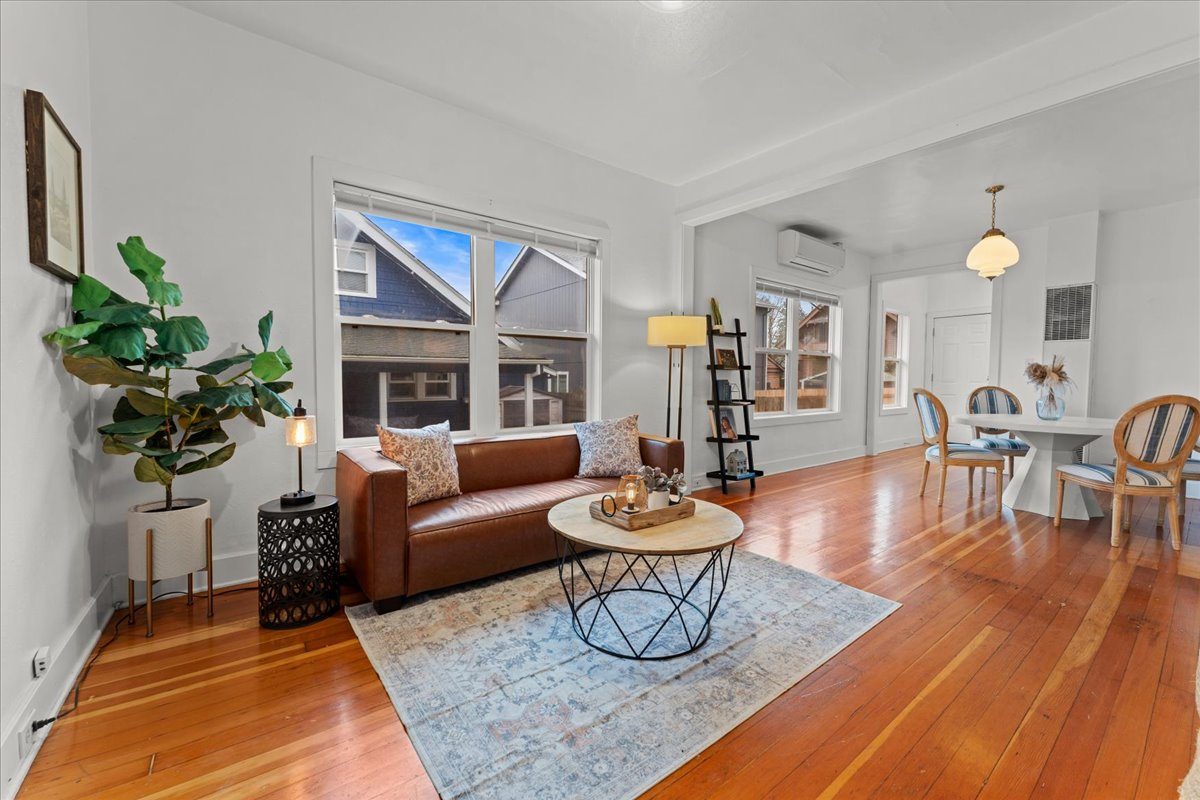 Living room with original fir floors